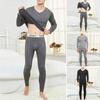 2 st/set Herr Termounderkläder för män Long Johns Set Plus Size V-hals Slim Fit Elastisk fleece Håller värmen Tjock Thermo Homewear Pyjamas Bottoming Set
