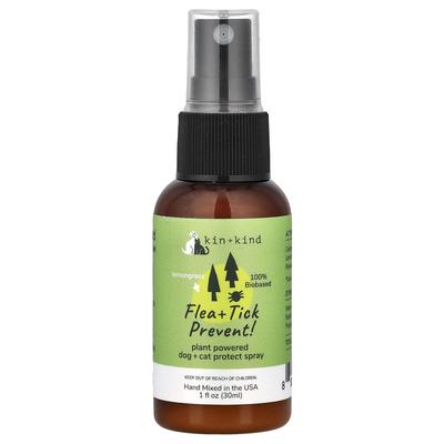 Flea + Tick Prevention!, Plant-Based Dog + Cat Protection Spray, Lemongrass, 30ml (1 Fl Oz)