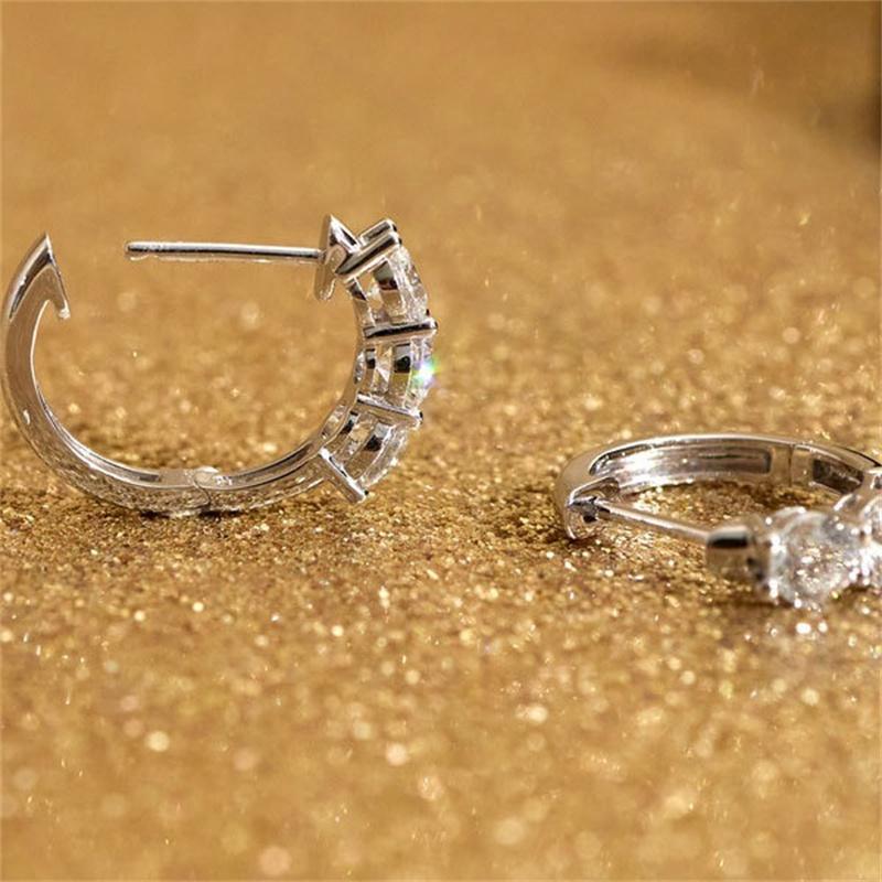 Small Hoop Earrings 925 Sterling Silver Hollow Sparkling Ear Buckles For Women Wedding Fine Jewelry