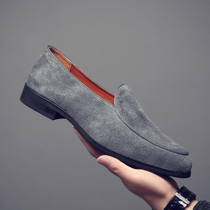 2025 new matte leather shoes men's British style one-pedal lazy loafers genuine leather suede fur Doudou shoes