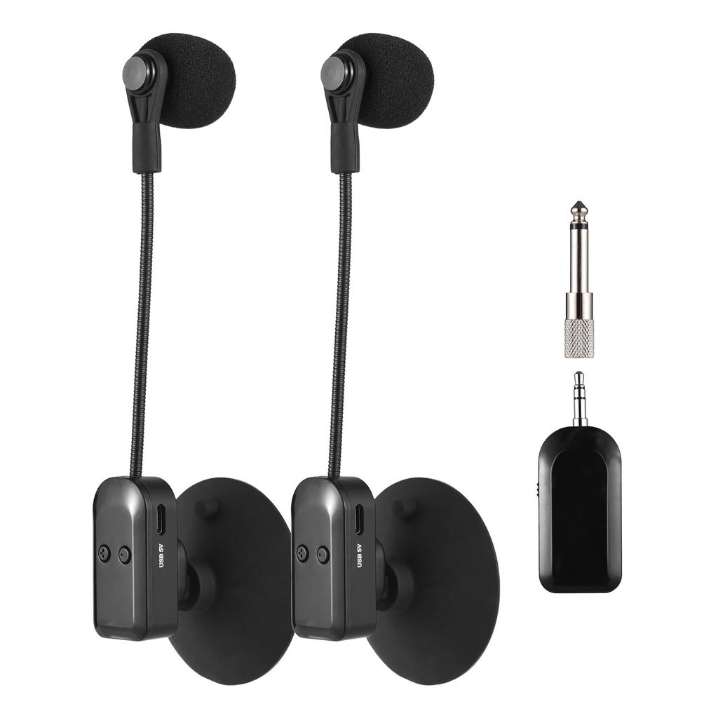 2,4G Kabelloser Instrumentenmikrofonempfänger mit abnehmbarer Saugnapf für Gitarre Violine Cello Akkordeon Lautsprecher
