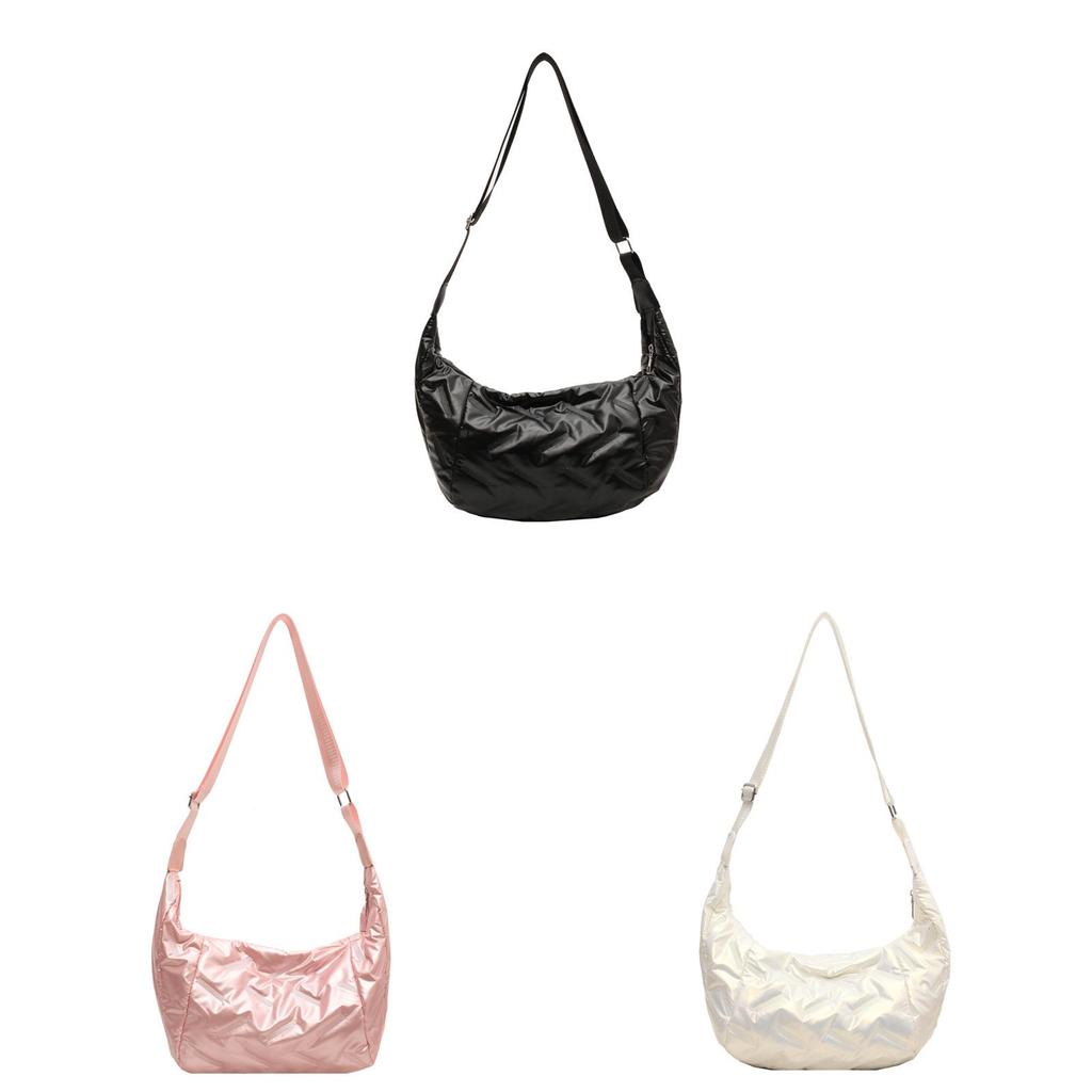 Korean Style Cotton Satchel With Puffed Design And Single Shoulder Strap For Daily Outfits
