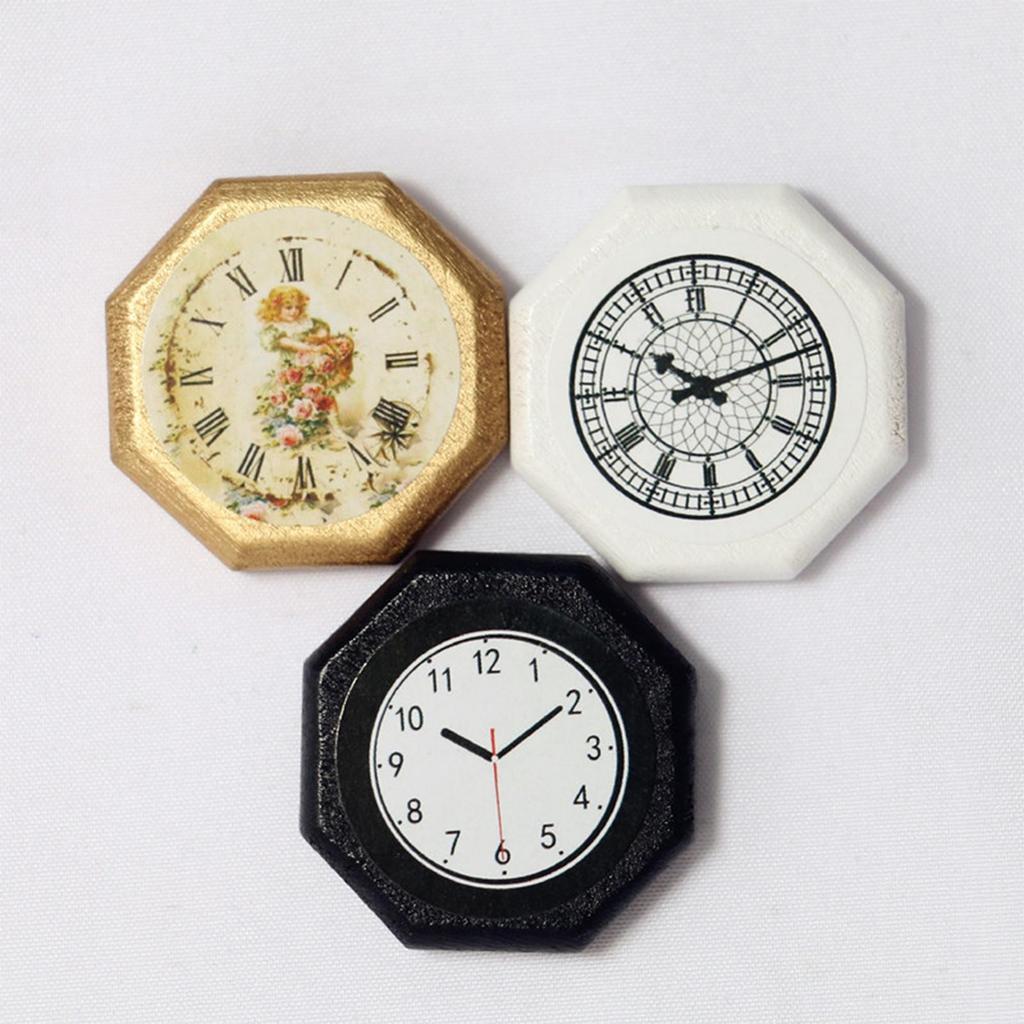 1:12 Ratio Miniature Accessory Dollhouse Miniature 1:12 Ratio Wall Clock for Accessories