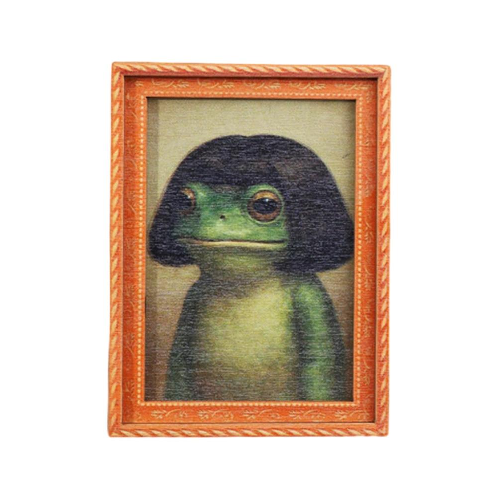 Magnete Divertente a Forma di Rana per Frigorifero con Portafoto Mini Rana di Legno Taglio di Capelli Adesivo per Frigorifero Ornamento Bizzarro per Uso Domestico e Ufficio