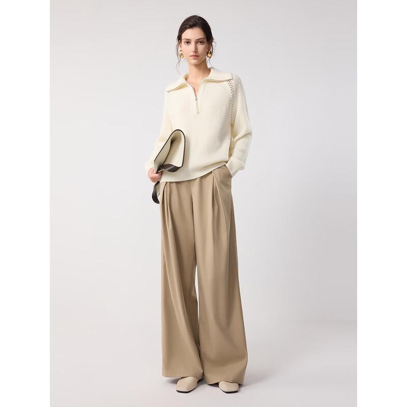 ELLE Women's Lamb Wool Lapel Sweater