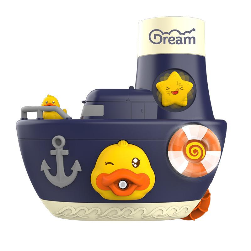 Inflatable Bath Duck Boat Toy Set Cute Press Bubble Water Play Floating Duck Boat for Kids Safe Non-Toxic