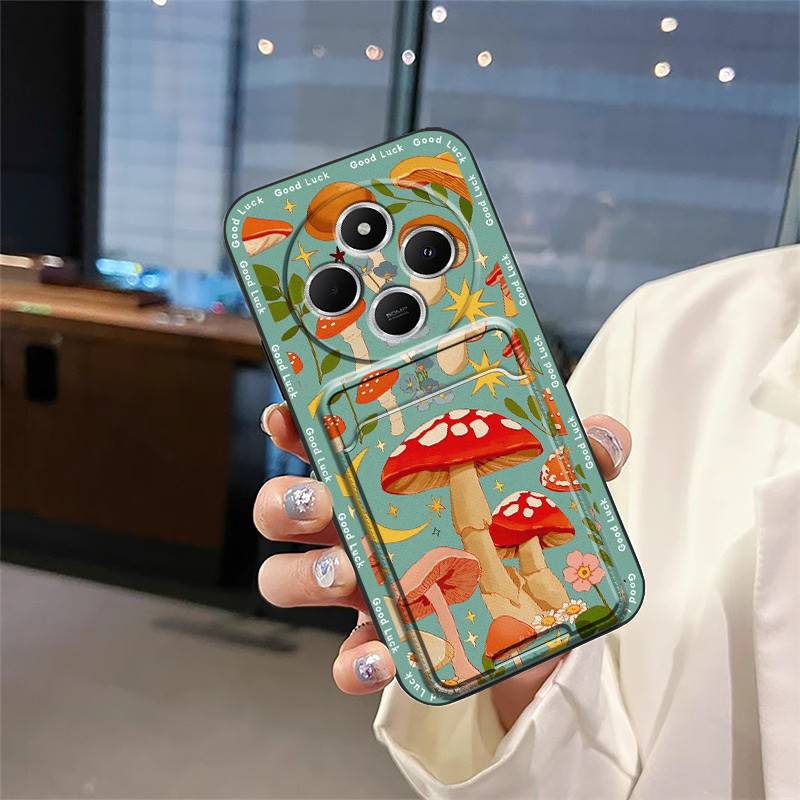 Fashion Design Back Cover Phone Case For Redmi A4 5G Cartoon Card Bag Cover Waterproof Dirt-resistant Silicone TPU Cute
