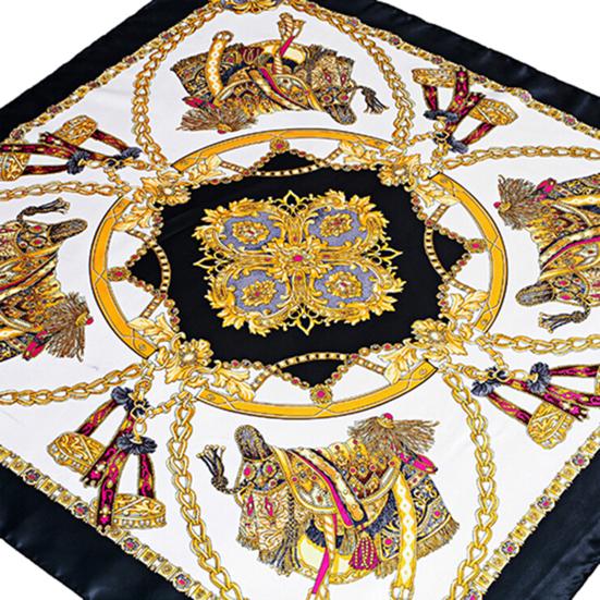 Scarf Comfortable Square Shape Satin Carriage Chain Scarves Shawl for Daily Life