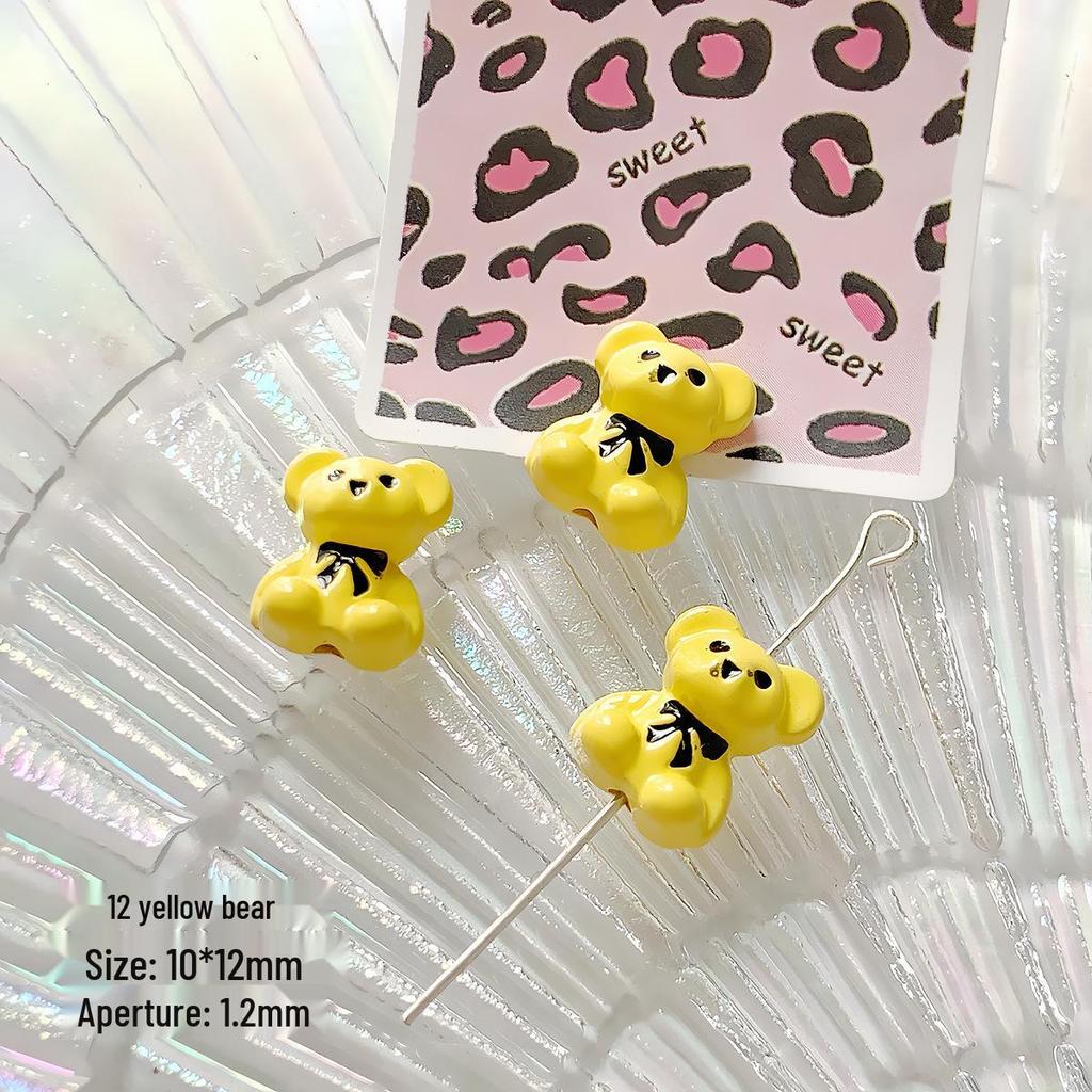 Alloy Heart Bow Milk Tea Beads for DIY Jewelry & Phone Chains