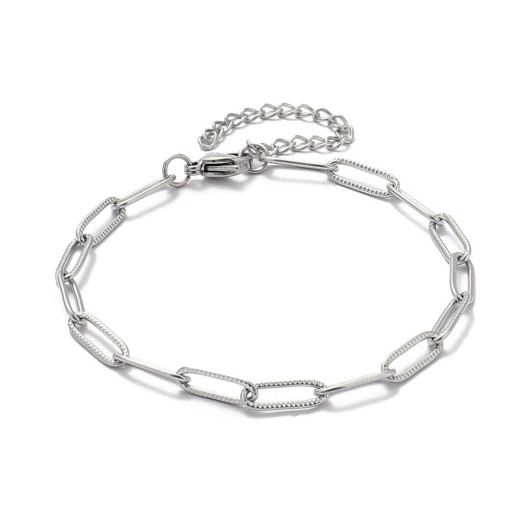 5pcs/Lot 17-22cm Gold Plated Stainless Steel Paperclip Cross Link Chain Bracelet Women Handmade DIY Charm Jewelry Making
