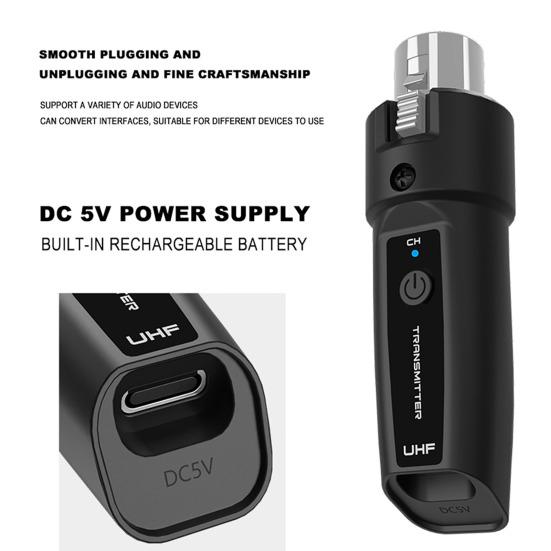 Bezdrátový mikrofonní konvertor XLR vysílač a přijímač pozlacený konektor dynamický mikrofonní adaptér pro audio mixér elektrická kytara baskytara