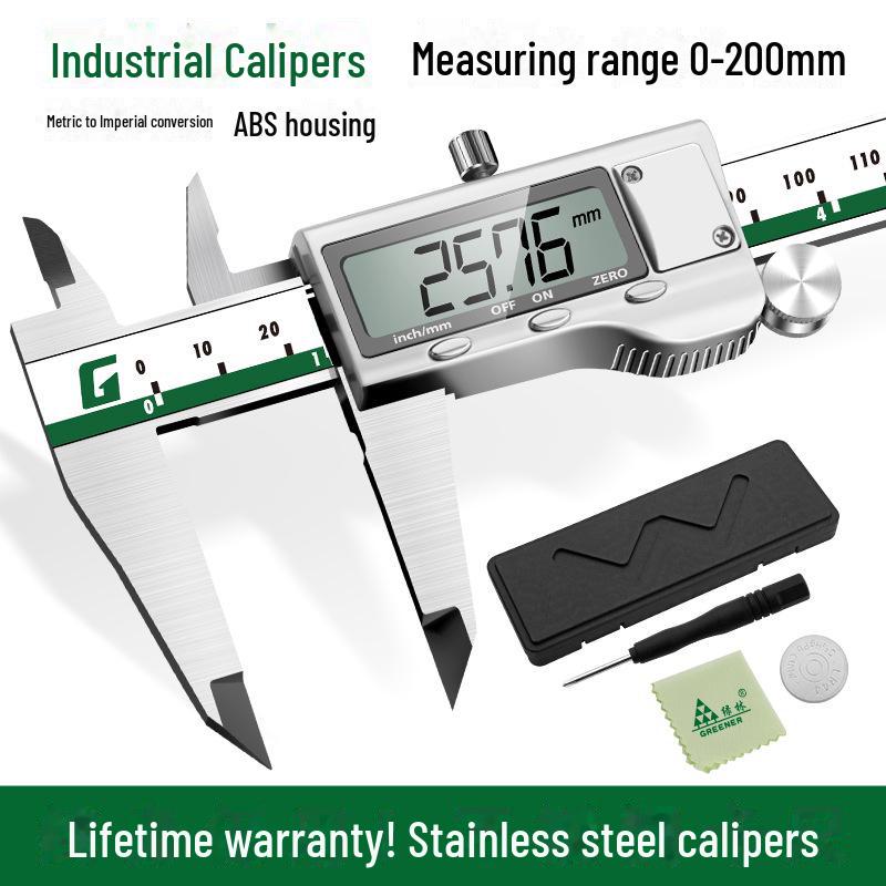 Green Forest Digital Vernier Caliper: High-Precision Stainless Steel Tool for Jewelry and Jade Crafting.