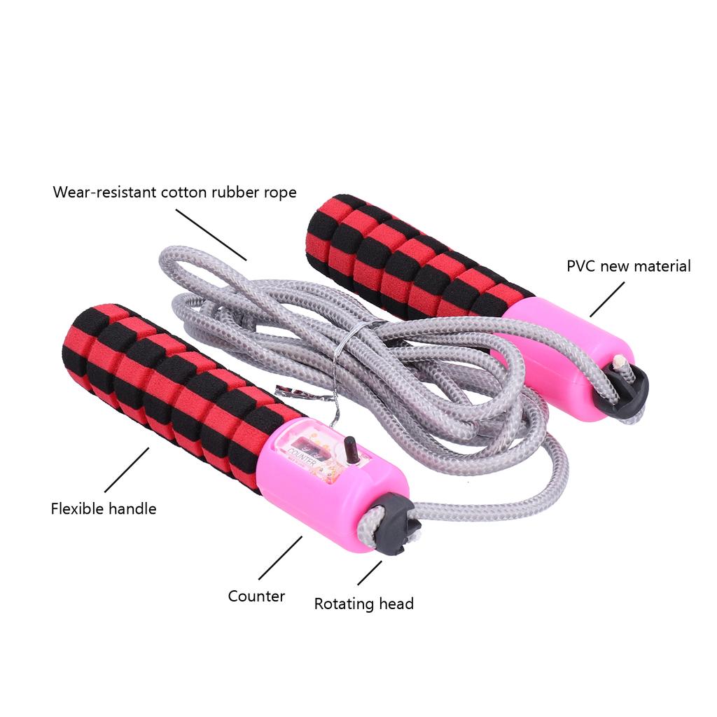 Unisex Jump Ropes with Electronic Counter Adjustable Counting Skipping Rope for ExerciseRed