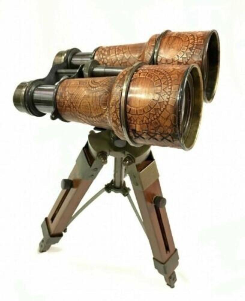 Brass Telescope With Wooden Tripod Stand Maritime Nautical Vintage Desk Décor
