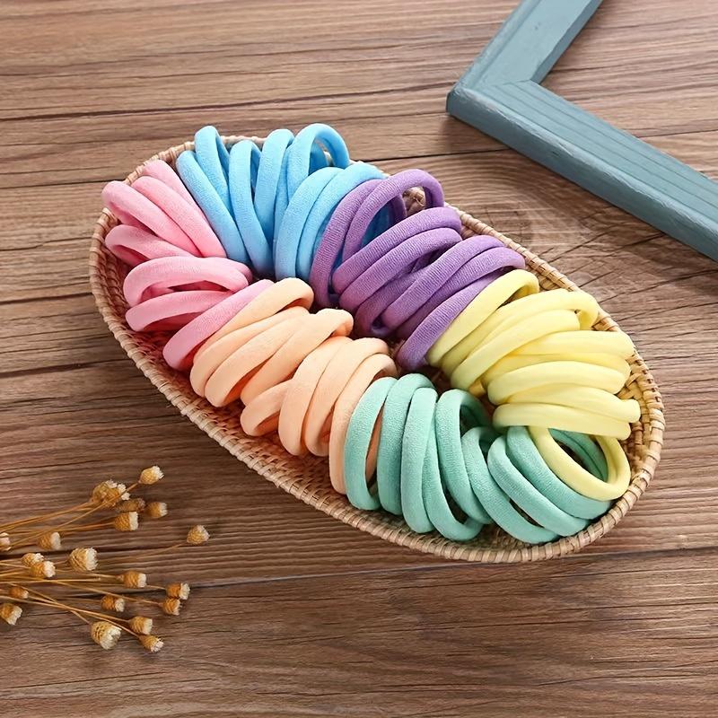 50/100ks Boho Bezešvé Elastické Gumičky do Vlasů - Silné Pohodlné & Odolné Držadla na Culík pro Ženy - Jednobarevné Vlasové Doplňky