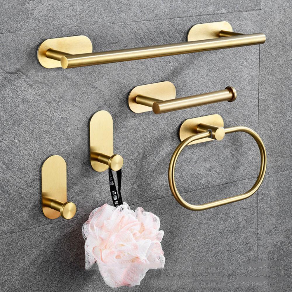4/5Pcs Stainless Steel Bathroom Hardware Set Rustproof Towel Bar Roll Paper Stand for Toiletries