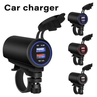 Motorcycle USB Charger 12-24V Dual Port Fast Charging USB Socket Power Outlet Waterproof Fast Charger for Phone GPS Camera