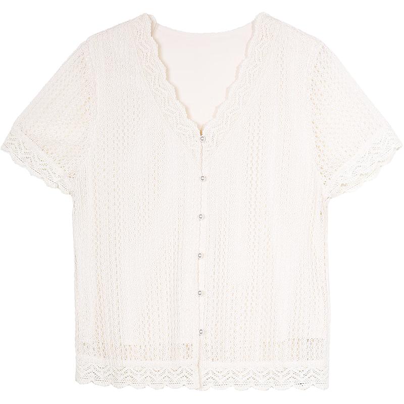 Betu Women s V-Neck Lace Short-Sleeve Top L