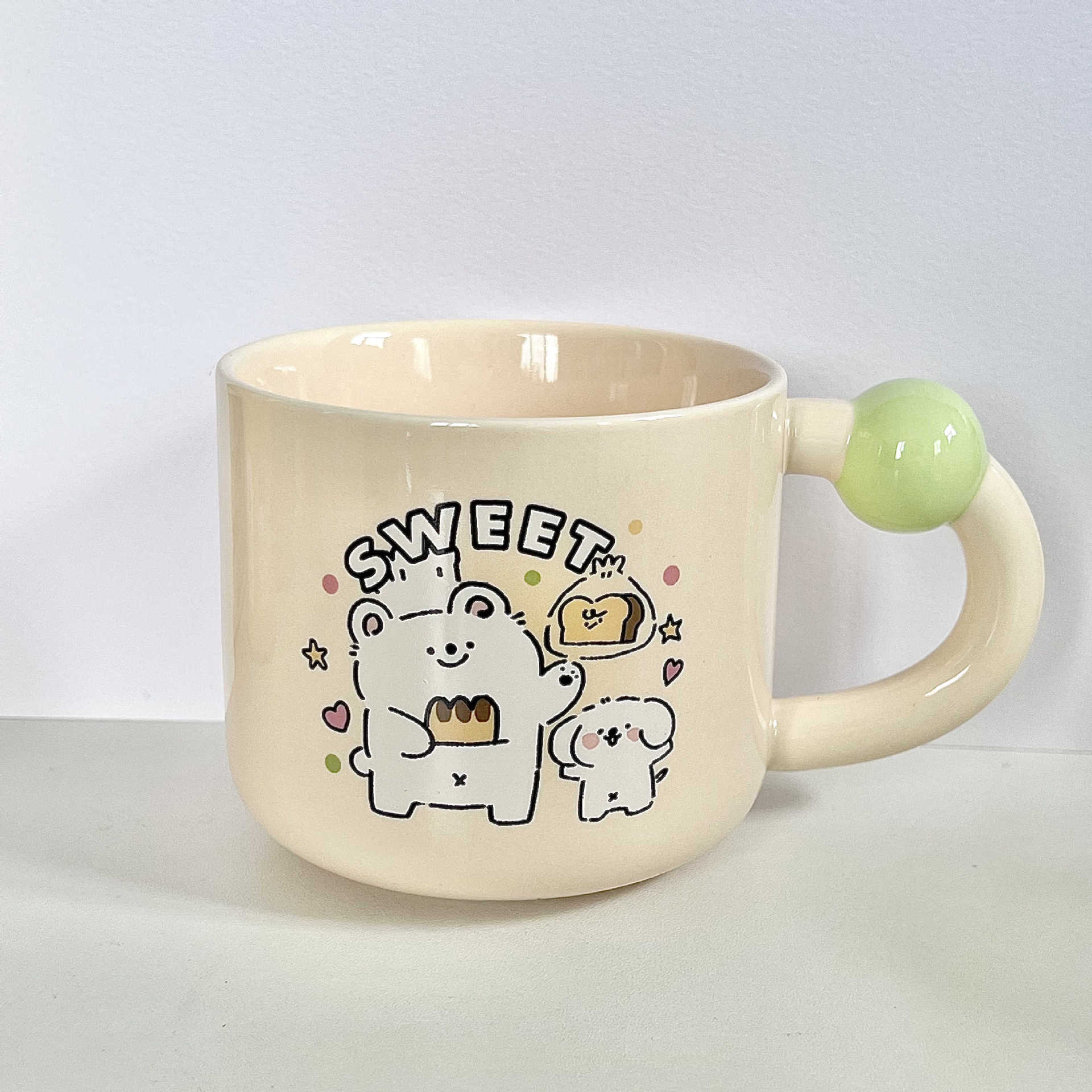 

Милая кружка для щенков, кружка для пары, бытовая чашка для воды, девчачья керамическая кружка высокого качества с крышкой и ложкой, подарок на день рождения 401-500ml