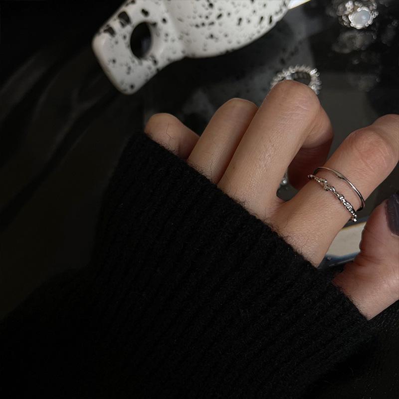Retro Geometric Crystal Adjustable Open Ring for Women – Exaggerated Style Open Adjustable