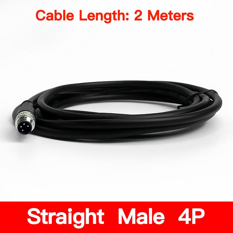 2Meters M8 Sensor Connector Male & Female, 3/4/5/6/8 Pin Waterproof Cable Plug, Integrated Injection Molding for Industrial Use