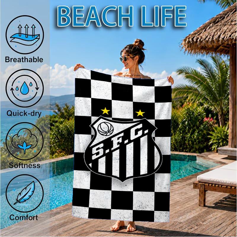Fc Crest Design Printed Microfiber Beach Towel, Soft And Absorbent, Quick-Dry, Ideal for Summer Travel, Beach Essential, Swimming Pool