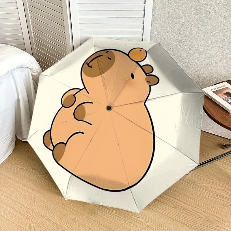 

1PC Cute Capybara Automatic 8-Bone Folding Umbrella - Durable Polyester & Iron Frame,Userfriendly Operation y250929110