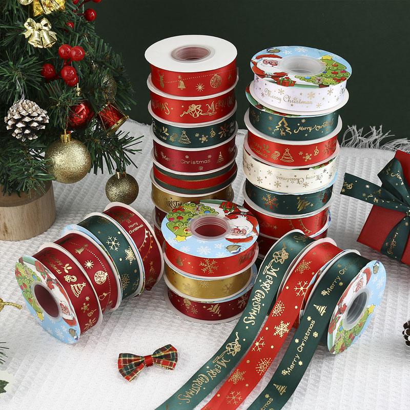 25 Yards/Lot Printed 10/25mm Christmas Ribbon DIY Gift Packing