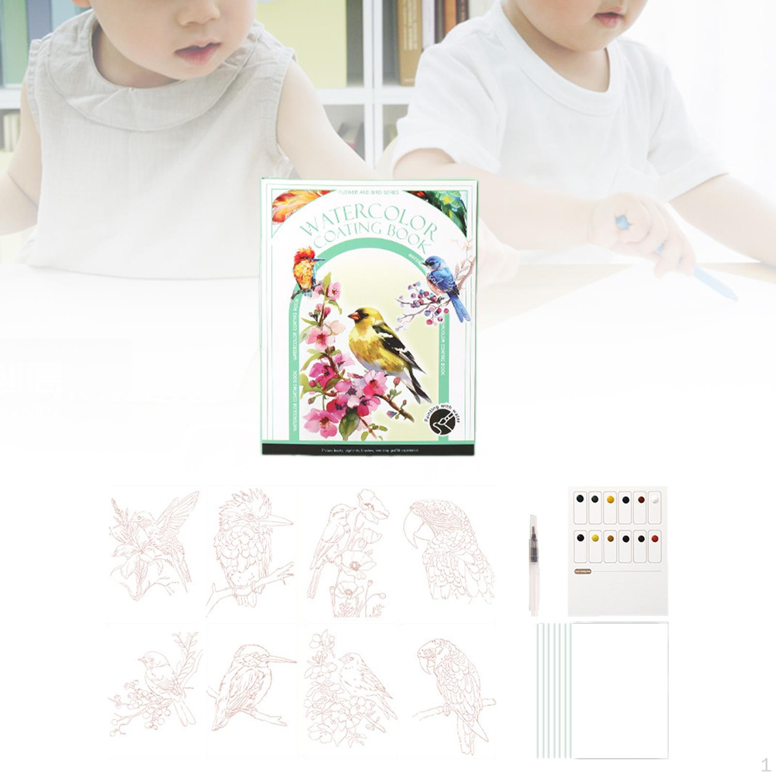 

Акварельная Краска Книга Набор Водных Красок Обучающая Игрушка DIY Крафт Раскраска Birds