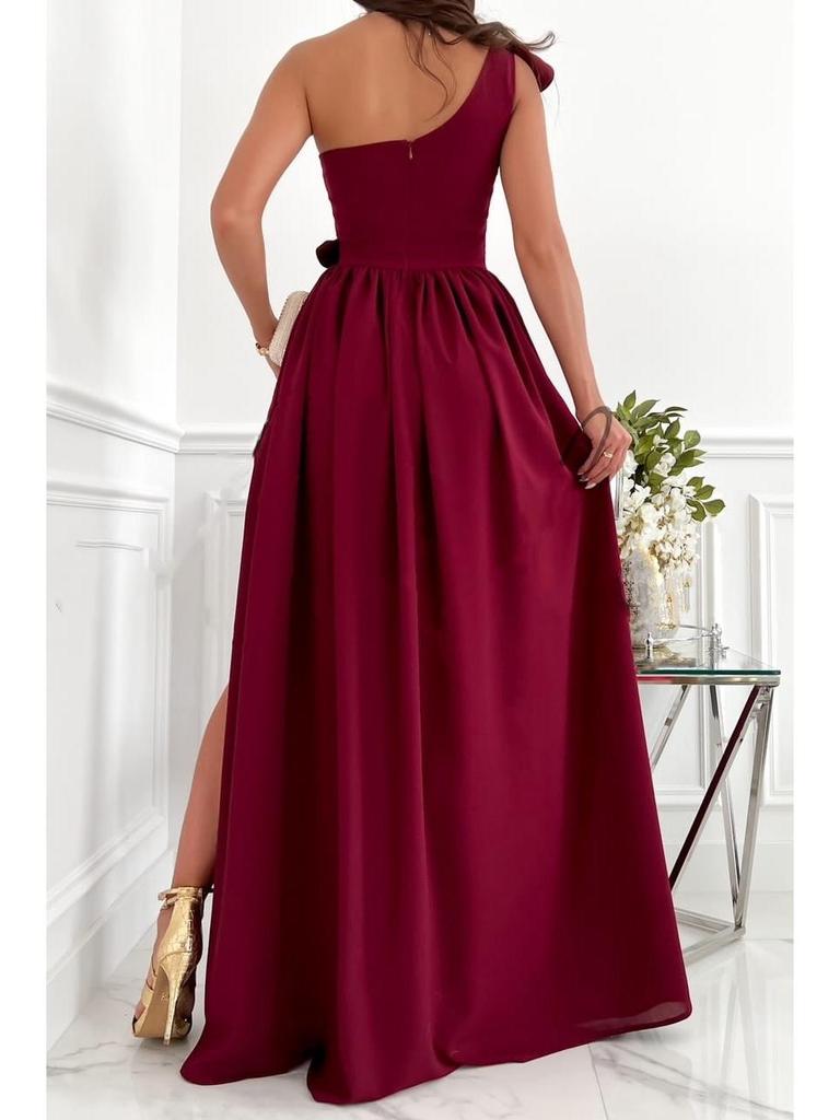 2022 Sleeveless Ruffle Hem Slit Dress - European & American Women's Style