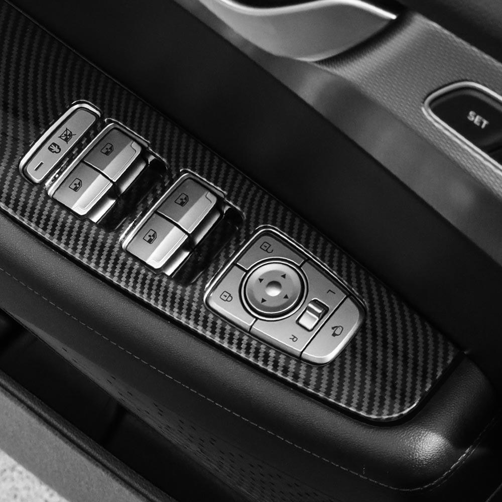 LHD/RHD Für Hyundai Palisade 2020-2026 Auto-Tuning Kohlefaser Fensterknopf-Abdeckung Zierleiste Automobil-Innenraumzubehör