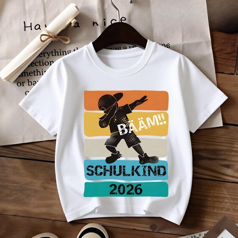 Kids School Kid Graphic Crewneck Short Sleeve Tee,Soft Knit Breathable Top for Outdoor Activities