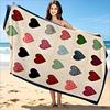 Telo da Spiaggia Patchwork a Forma di Cuore Boho Vintage Asciugatura Rapida Senza Sabbia Asciugamano da Bagno Sovradimensionato Colorato con Stampa Amore Retro per l'Estate