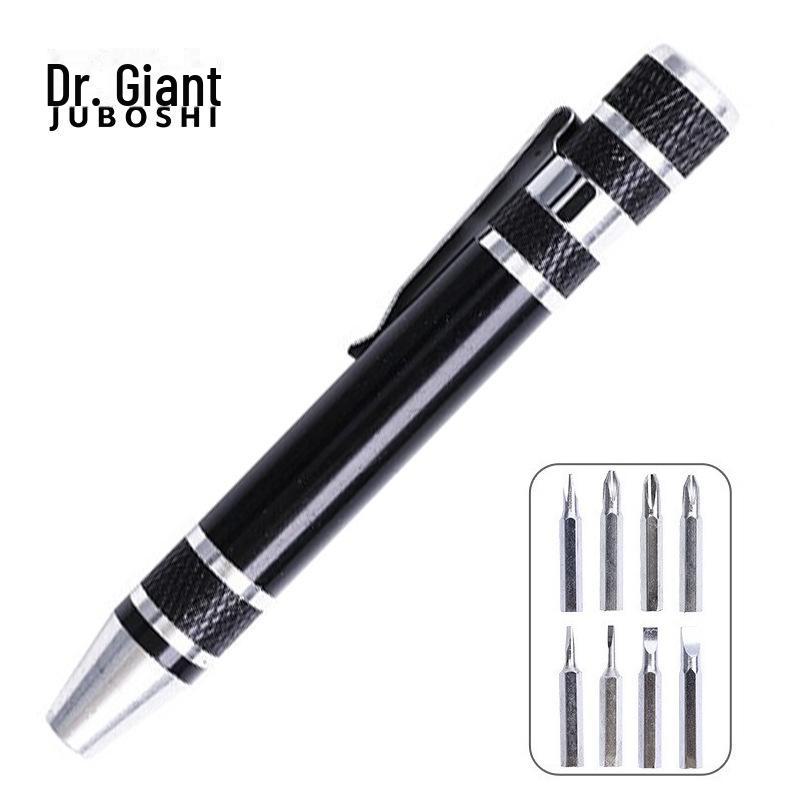 8-in-1 Aluminum Alloy Pen Screwdriver Set with Phillips and Flat Head Tips