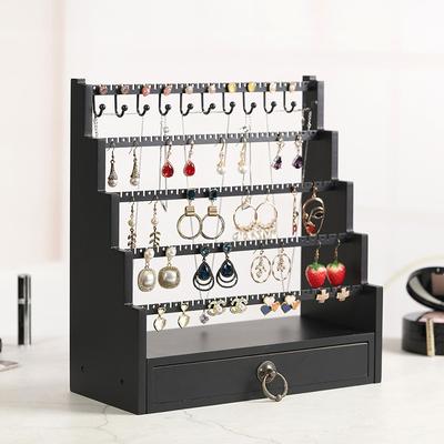 Neu Holz 5-schicht Treppe Schmuck Rack Ohrring Ring Lagerung Rack Armband Halskette Schmuck Display Rack