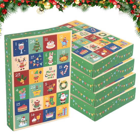 Christmas Unboxing Experience 5Pcs 24-Day Advent Calendar Box, Blank Gift Box with Xmas for Family Pull-Tab Windows, Countdown Surprise Toy Container,