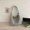 Underarm Bag Women's Large Capacity Plaid Tote Bag Commuter Shoulder Bag
