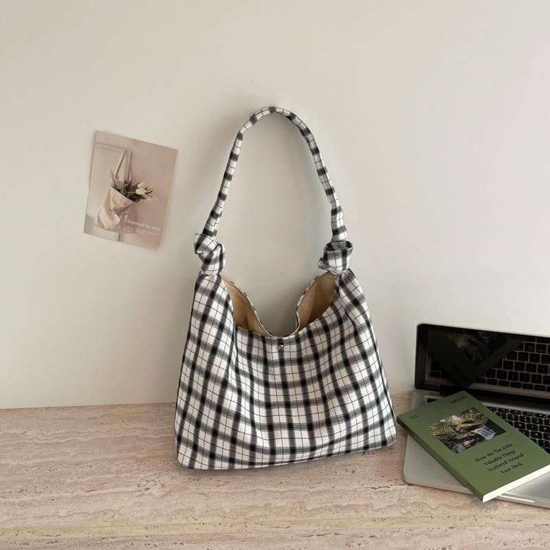 Underarm Bag Women's Large Capacity Plaid Tote Bag Commuter Shoulder Bag