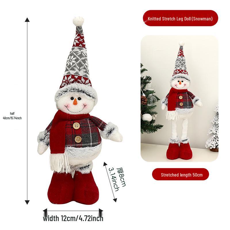 

Телескопические плюшевые украшения «Снеговик и Олень» в вязаных шапках для рождественской экспозиции