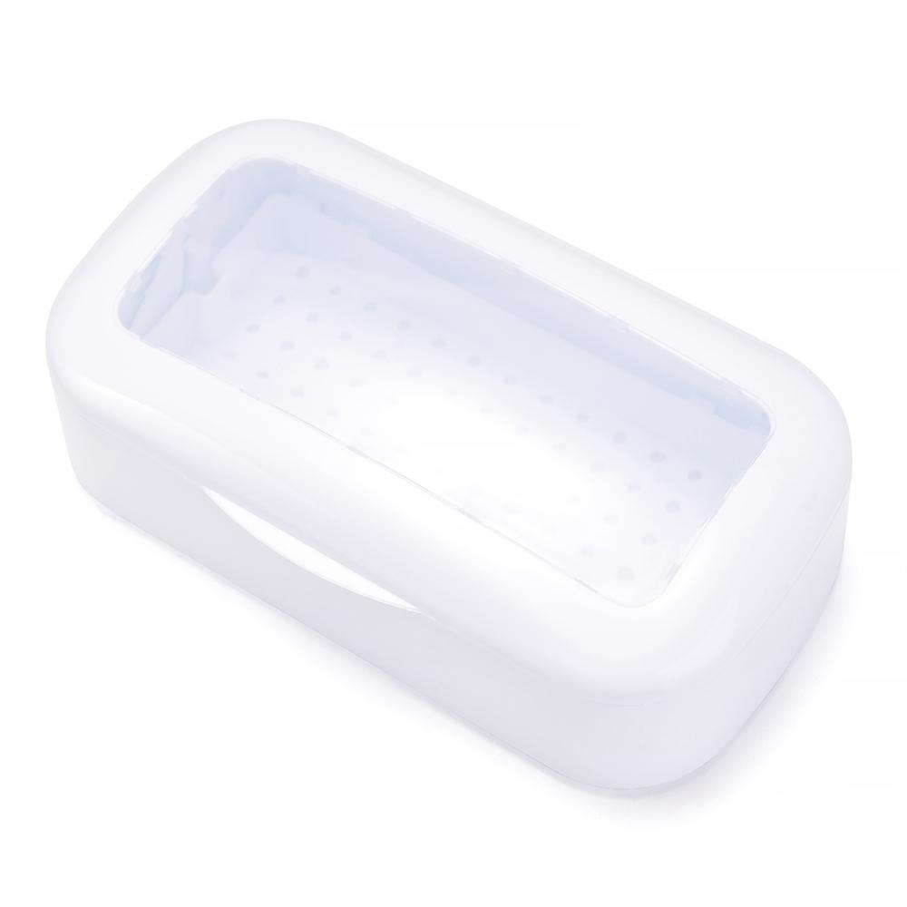 

Поднос-стерилизатор для ногтей, дезинфекционная коробка для полировальных головок, прозрачный пыленепроницаемый органайзер для хранения маникюрных инструментов для нейл-арта белый