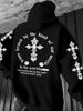 Sudadera con capucha para hombre con estampado de cruces de estilo gótico europeo y americano, ideal para usar al aire libre en otoño.