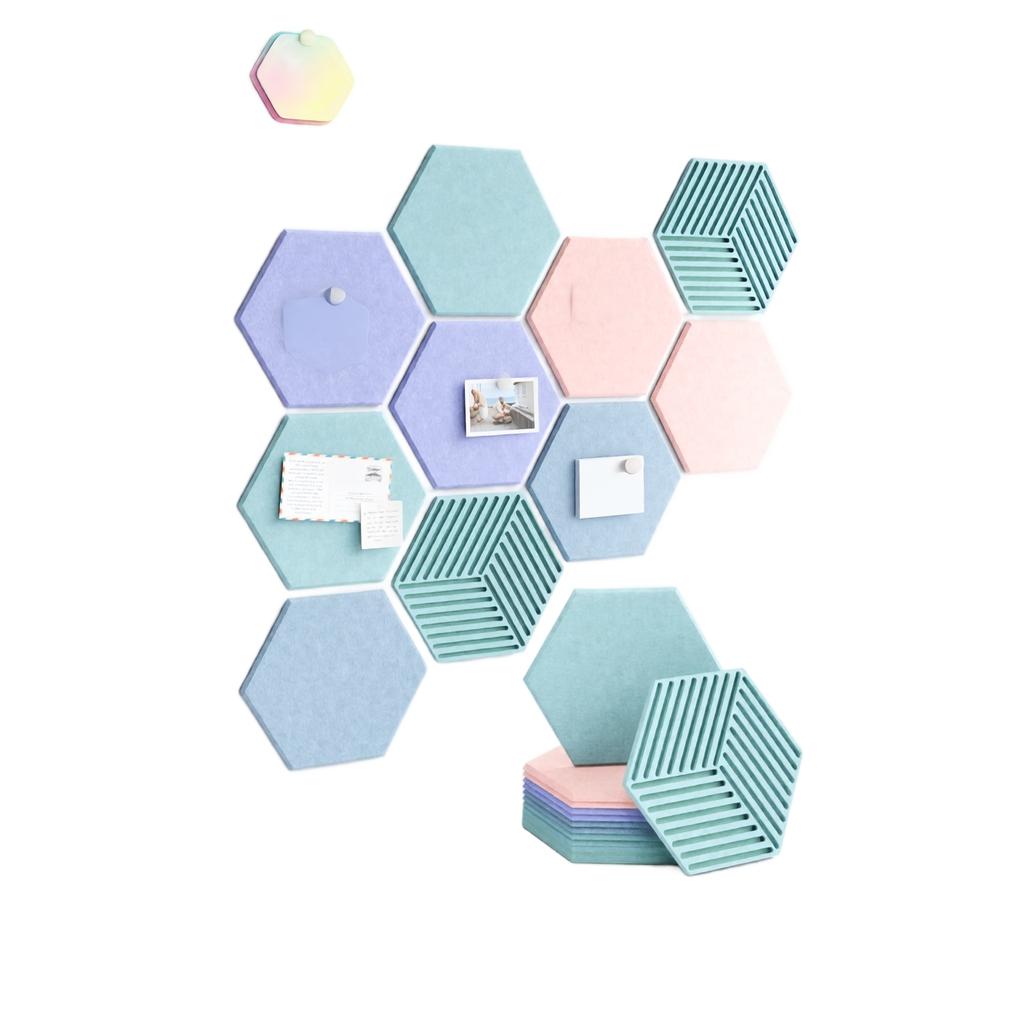 10 Pack Hexagonal Acoustic Panels, High Density Self-Adhesive Wall Panels for Noise Reduction and Decoration