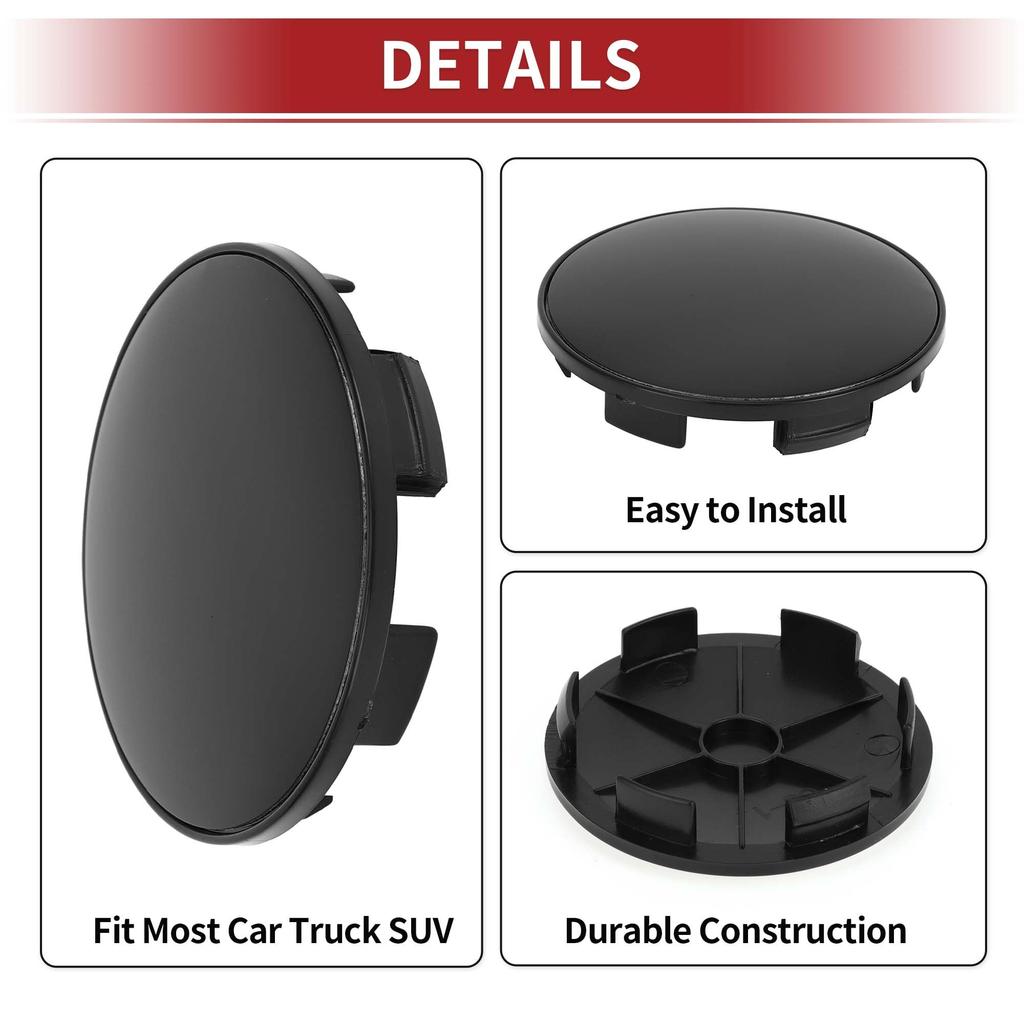 ACROPIX 68mm 2,68" Schwarz Universal Auto Radnabe Mittelkappe Radnabenkappe Abdeckung Schutz für SUV LKW 1 Stück