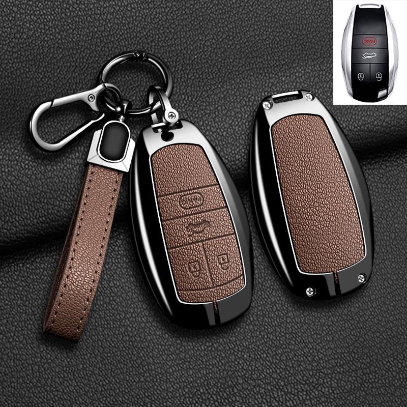 Metal+Leather Car Key Cover Shell Fob For Bentley Bentayga - 2Ahmv-Yk1 Car Key Case Cover For Bentley Keyring Accessorie