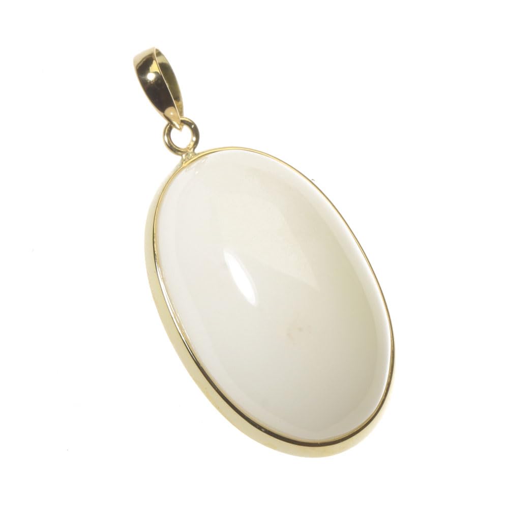 

White Coral Pendant Top K18 Yellow Gold Undyed білий