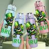 1PC Irish Leprechaun Bruh Text Mark 750ml Color Plastic Water Bottle Leakproof Flip Straw Lid For Sports Office Home Use