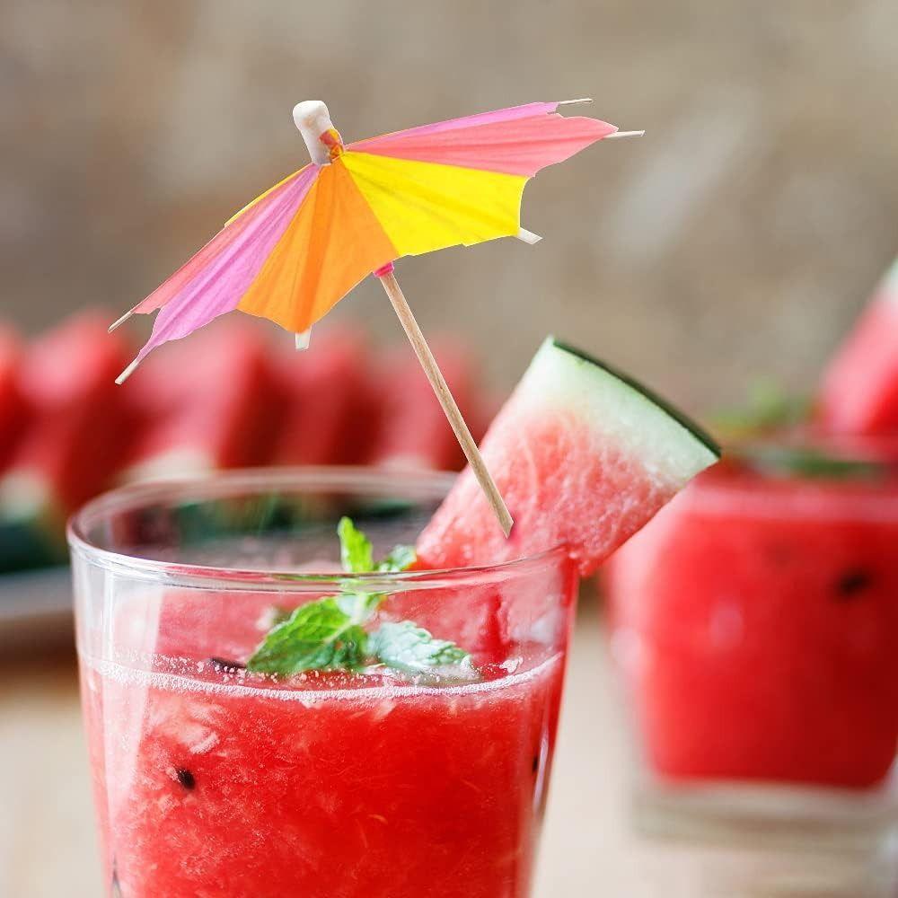 New Disposable Cocktail Umbrell Wooden 10cm Paper Umbrella Pick Cocktail Fork Picnic Wedding