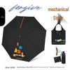 Men's Black Sun & Rain Umbrella: Hidden Handle, 50% Off, UV Protection, Portable