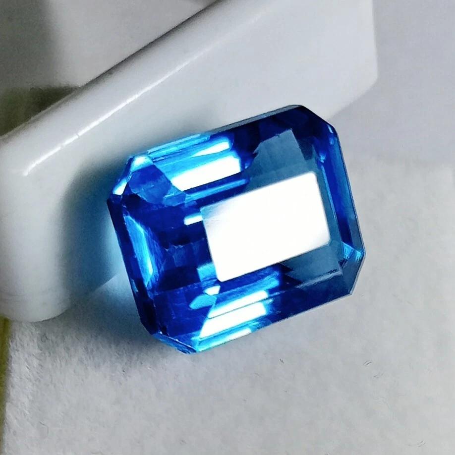 Stunning Natural A++ London Blue Topaz 14-15 Ct Radiant Cut Certified Gemstone