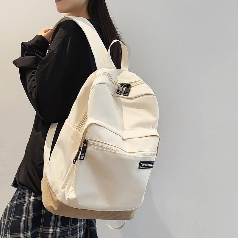 Women's Color Block Backpack Student School Bag Men's Lightweight Large Capacity Travel Backpack